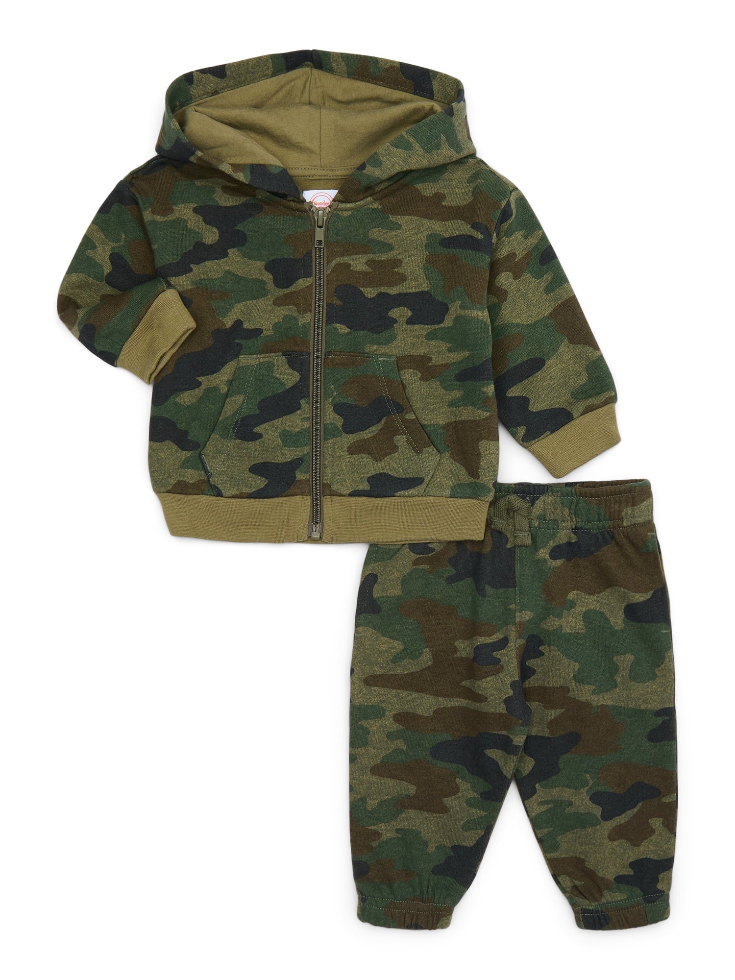 Wonder Nation Baby Unisex Fleece Zip Hoodie and Joggers Set, 2-Piece, Sizes Newborn-18 Months