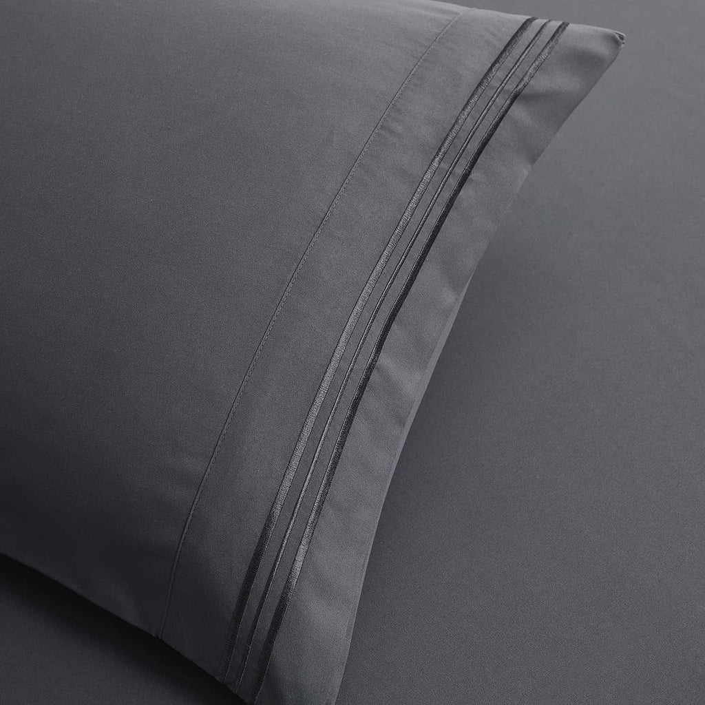 Nestl Queen Sheets Set, 1800 Series 4 Piece Deep Pocket Queen Sheets, Luxury Soft Microfiber Gray Bed Sheets Set