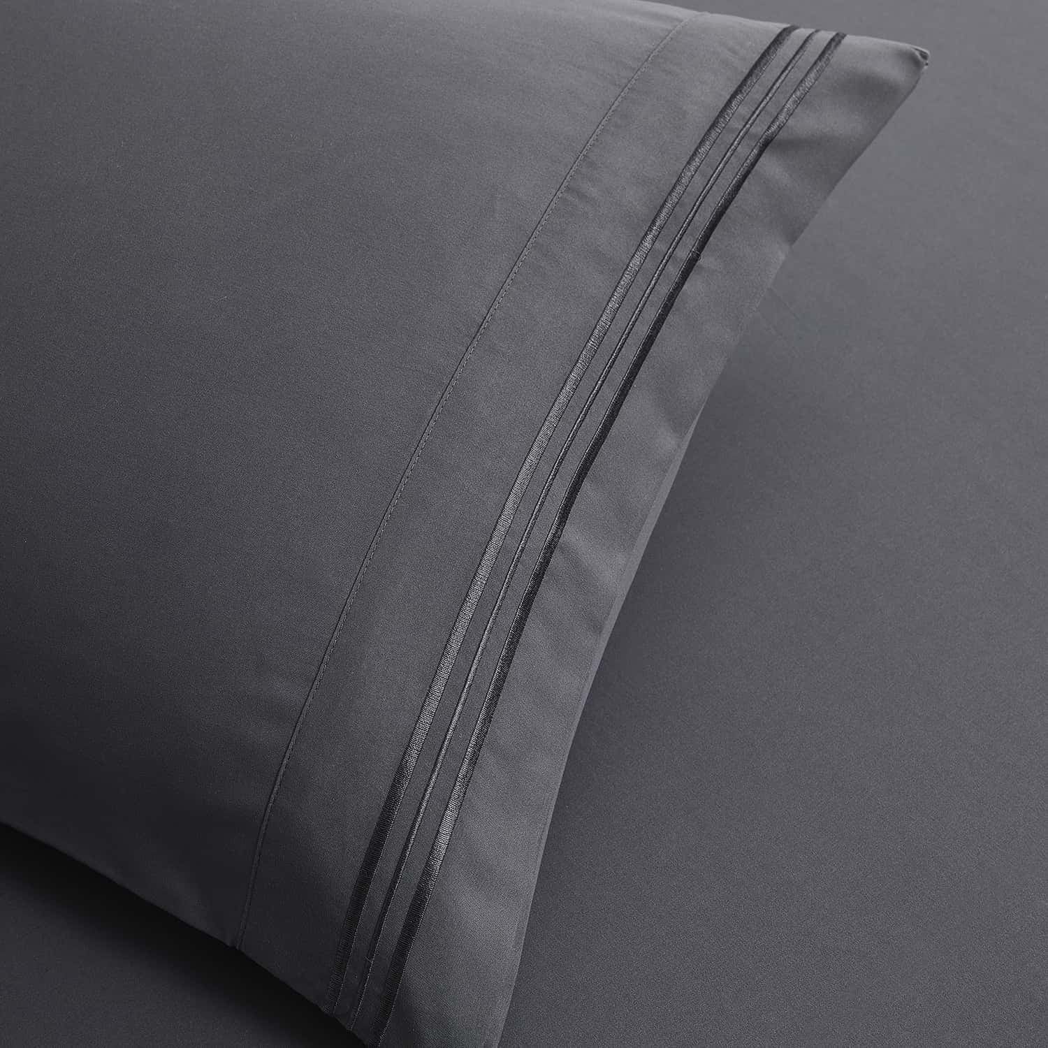 Nestl Queen Sheets Set, 1800 Series 4 Piece Deep Pocket Queen Sheets, Luxury Soft Microfiber Gray Bed Sheets Set