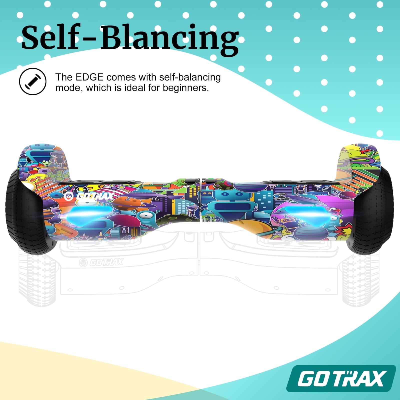 Gotrax Edge Hoverboard for Kids Adults, 6.5" Tires 6.2mph & 2.5 Miles Self Balancing Scooter, Galaxy