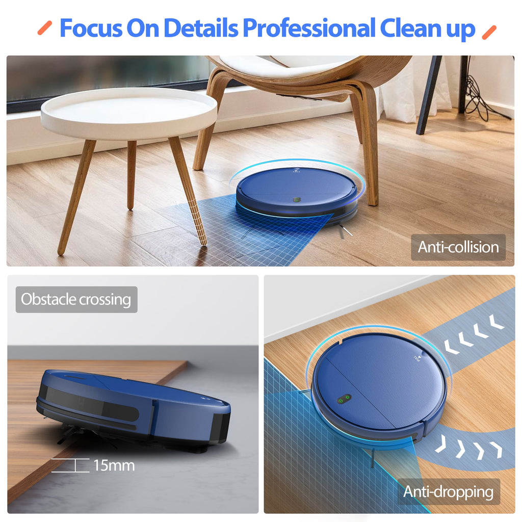ONSON BR151 Robot Vacuum Cleaner, Robot Vacuum and Mop Combo Compatible with Alexa, Blue