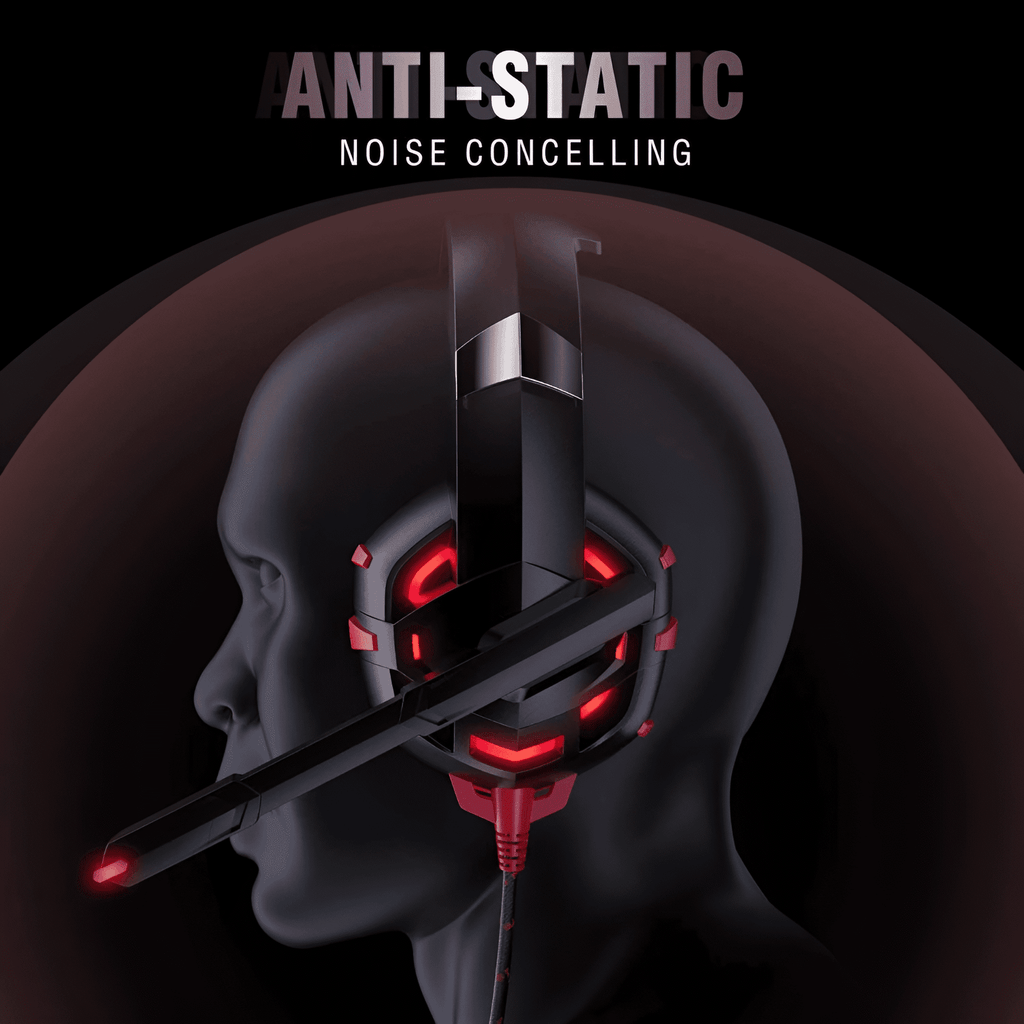 RUNMUS Gaming Headset with Noise Canceling Mic for PS4, Xbox One, PC, Mobile, 7.1 Surround Sound Headphone with LED Light for Kids Adults