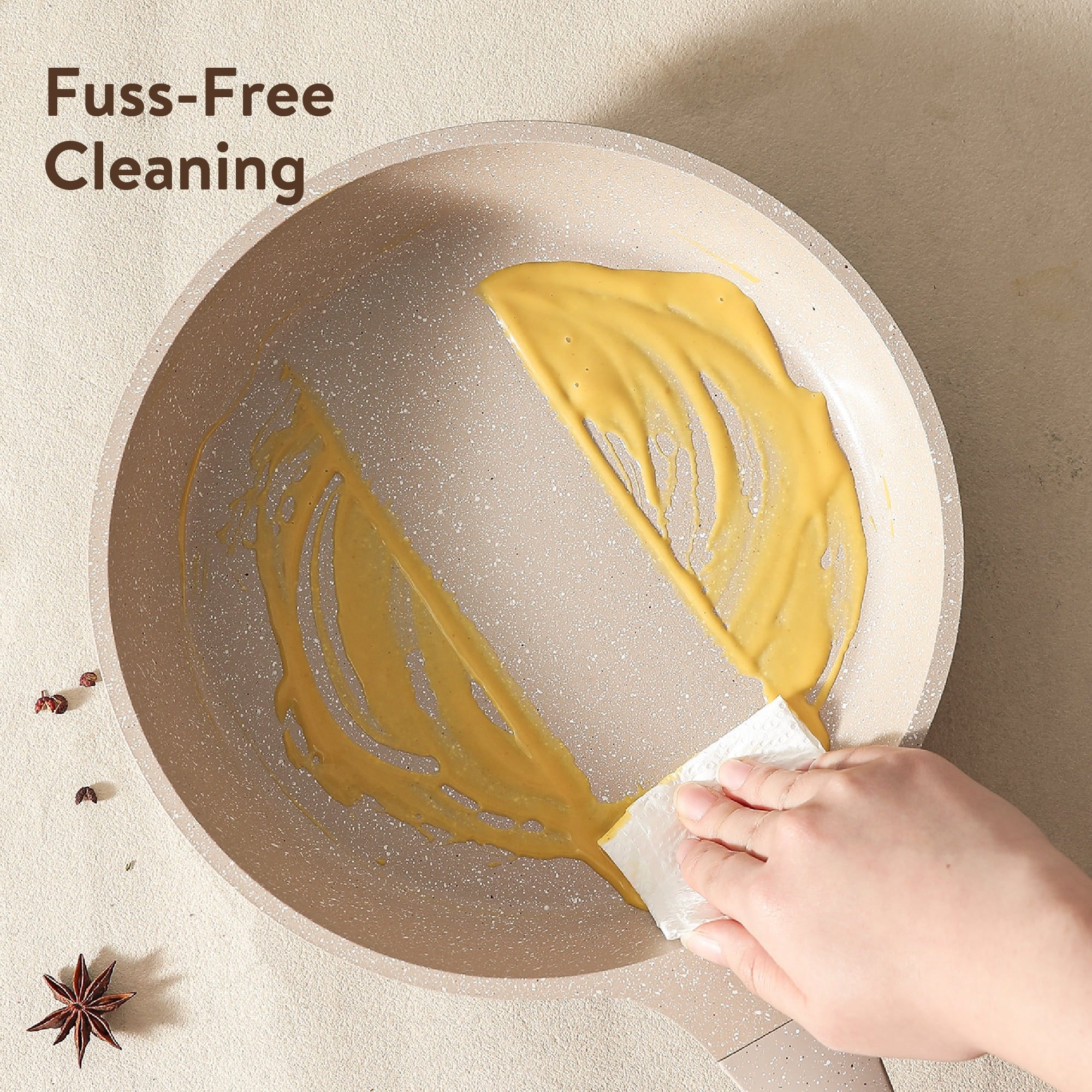 Carote Nonstick Cookware Set 7-Piece,Kitchen Pots and Pans Set,Stay-Cool Handles,Induction Compatible,Cookware Set for RV and Camping,Taupe