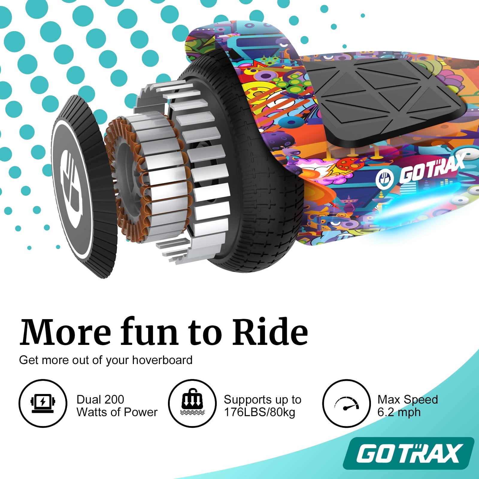 Gotrax Edge Hoverboard for Kids Adults, 6.5" Tires 6.2mph & 2.5 Miles Self Balancing Scooter, Galaxy