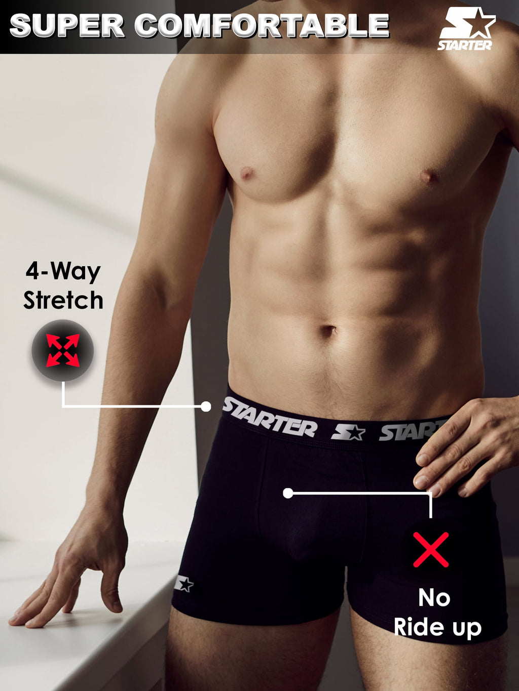 Starter Men's and Big Men’s Stretch Cotton Boxer Briefs, 6-Pack, Sizes S-5X