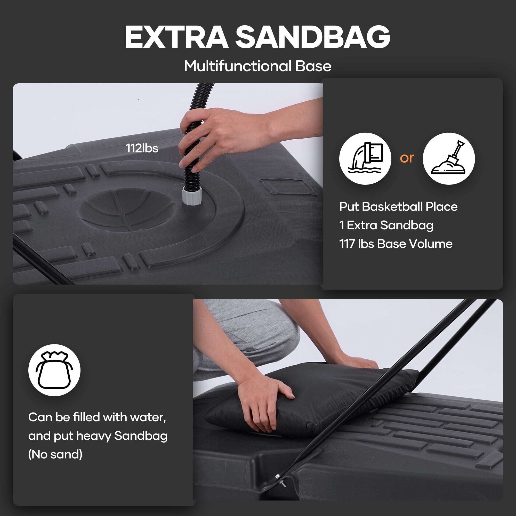 MaxKare 44In Basketball Hoop 7.5 ft to 10 ft Height Upgrade Large Base Portable Basketball Goal System with Quick Adjustment for Full Range of Players Indoor Outdoor Use