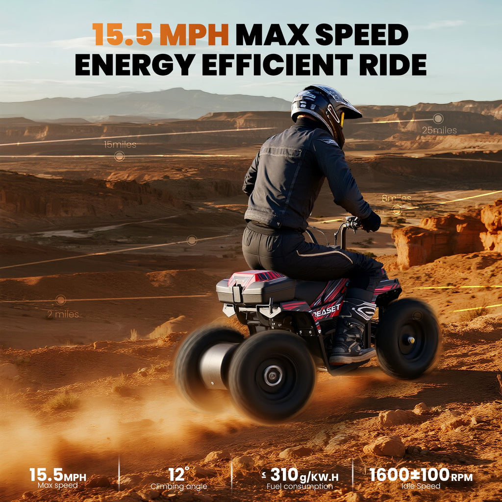 QEASET 40 cc Trail Blazer Ride-On Buggy – Dual-Speed Off-Roader, Key-Lock Safe, 10-15.5mph, Red