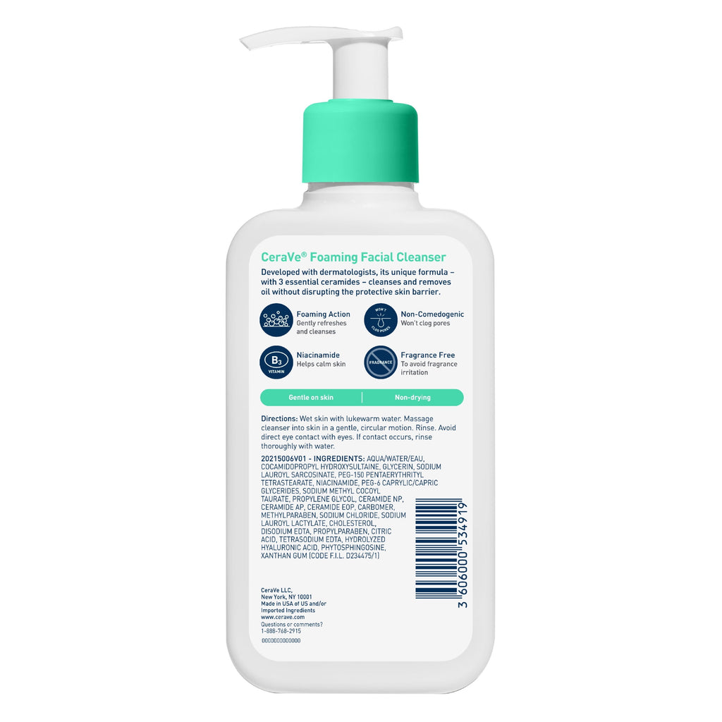CeraVe Foaming Facial Cleanser for Normal to Oily Skin, 8 fl oz