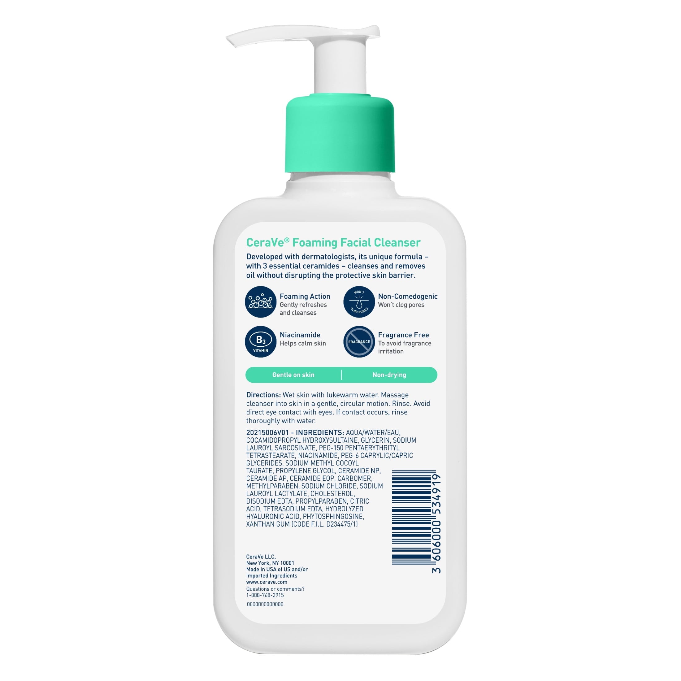 CeraVe Foaming Facial Cleanser for Normal to Oily Skin, 8 fl oz