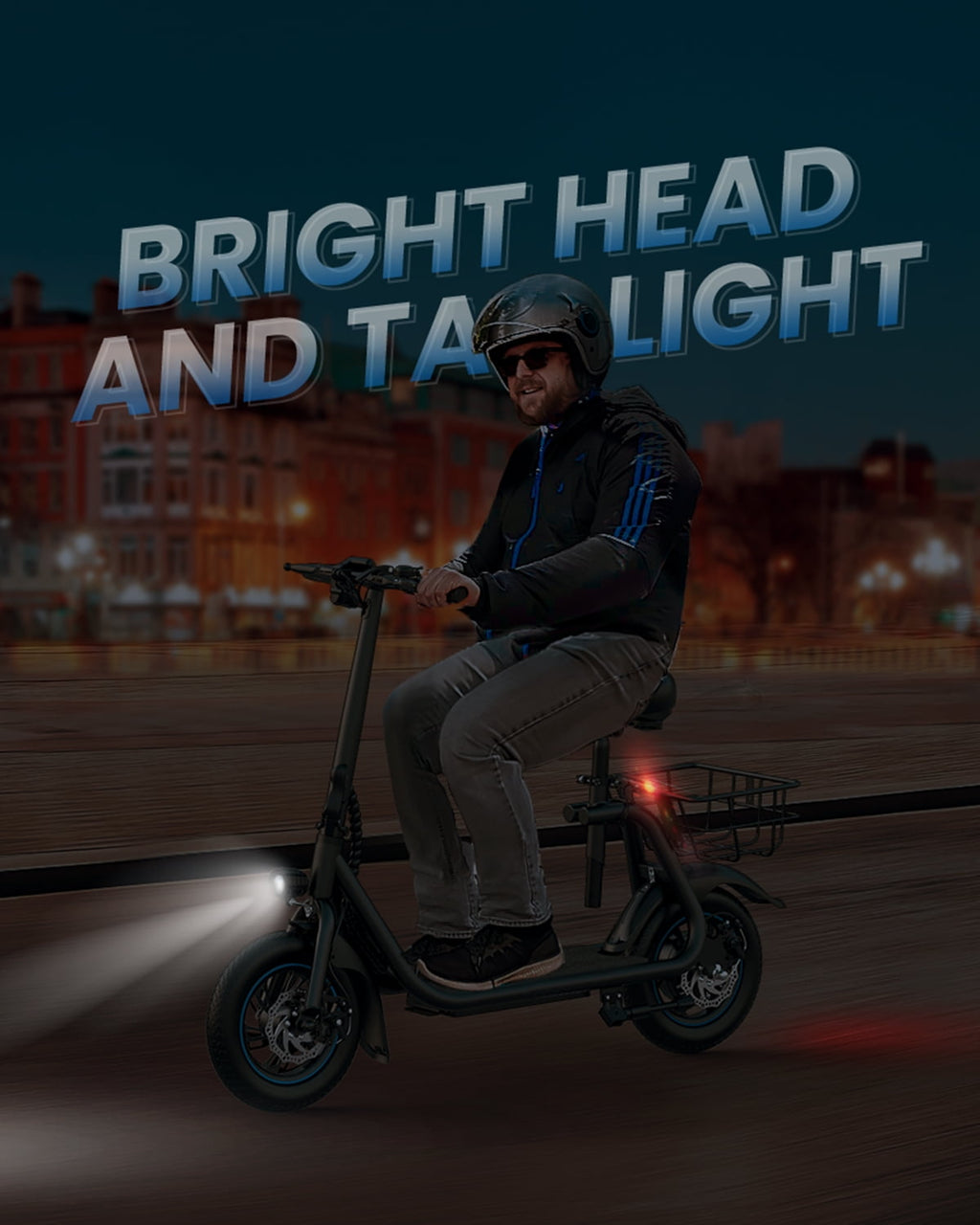 MIHOVER 450W Electric Scooter with Seat, Commuter Electric Scooter for Adult with Basket & Free Phone Holder & Steel Cable Lock & Inner Tube- up to 21 Miles 15.5MPH-Black