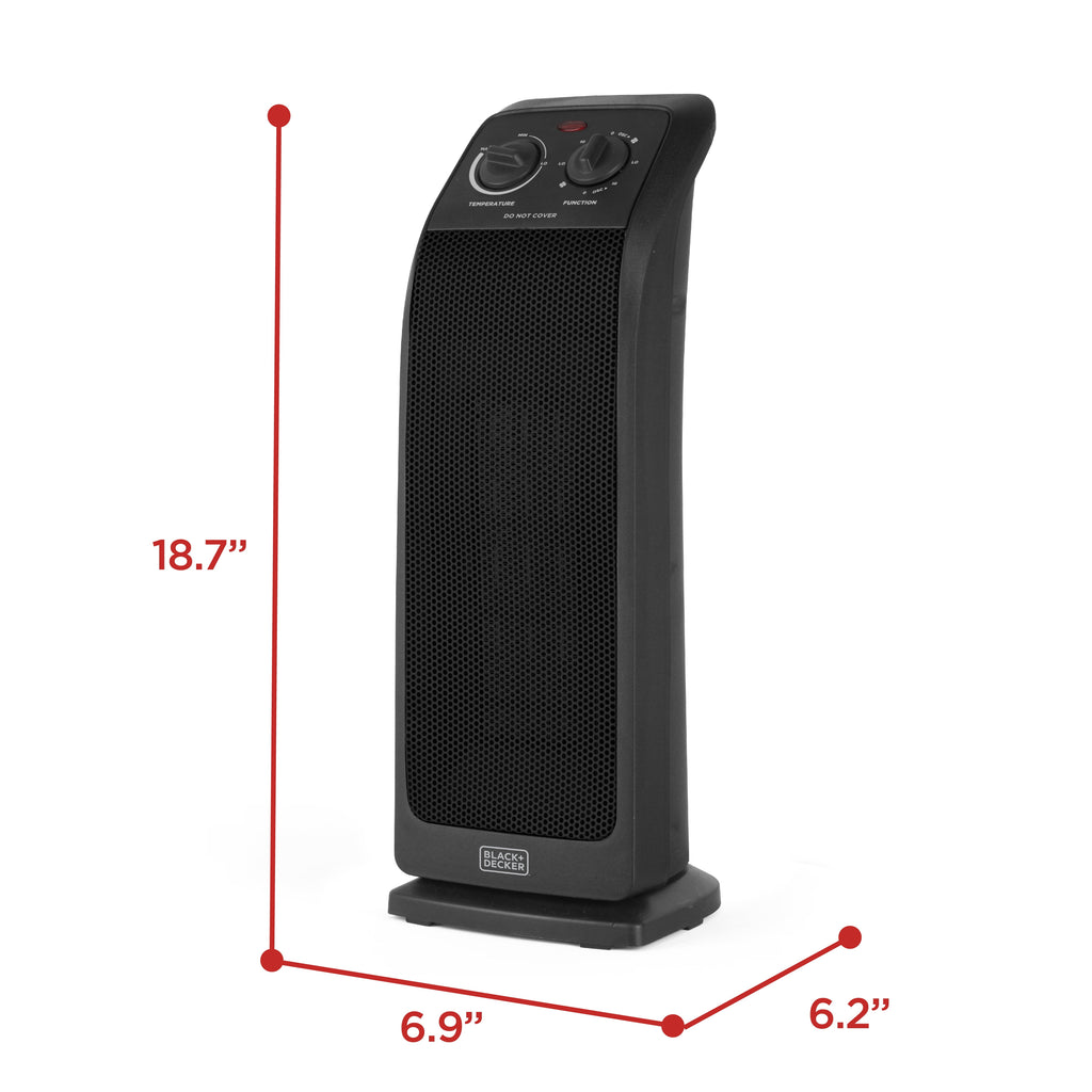 BLACK+DECKER 1,500-Watt-Max Oscillating Ceramic Tower Heater with Fan Setting, BHTC571