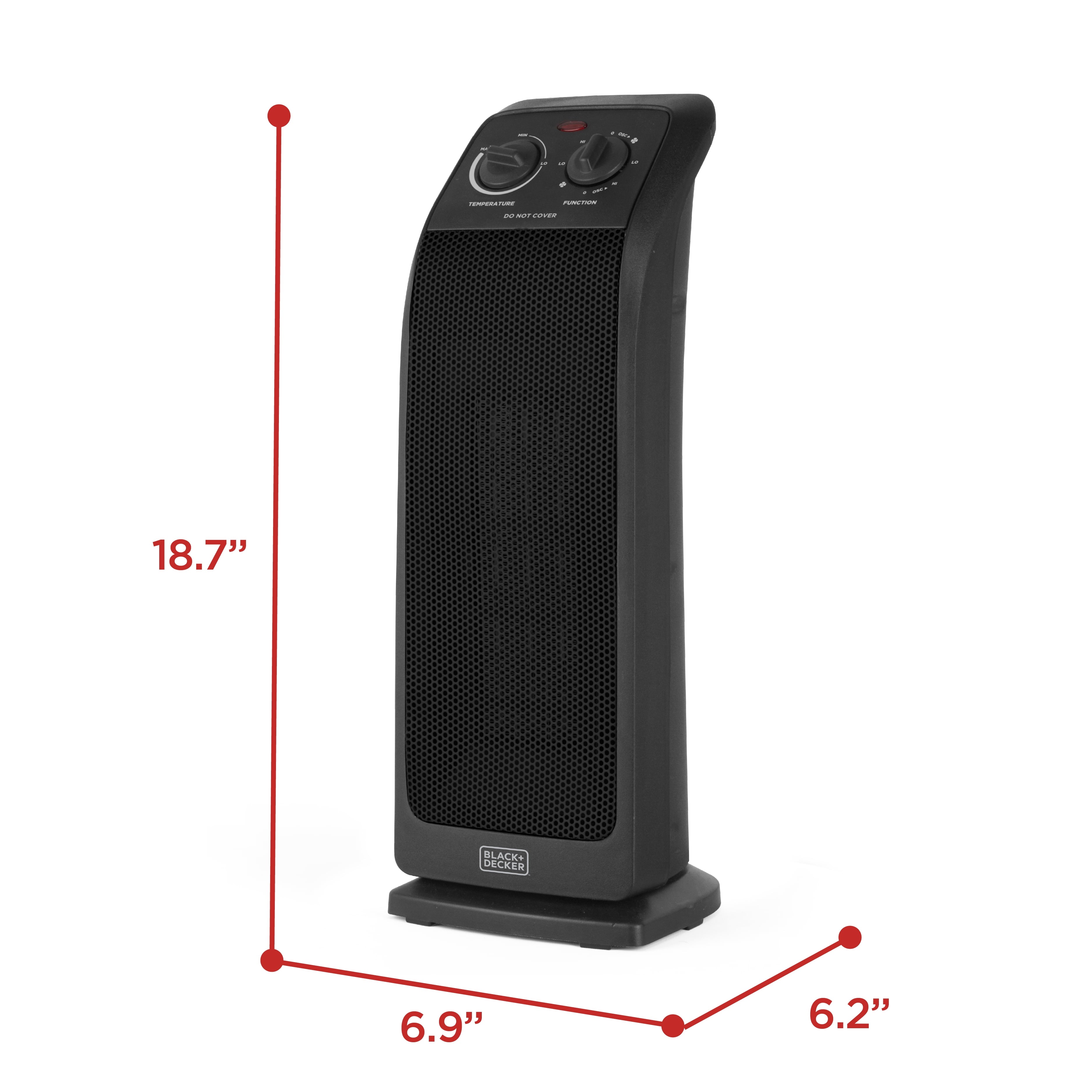 BLACK+DECKER 1,500-Watt-Max Oscillating Ceramic Tower Heater with Fan Setting, BHTC571