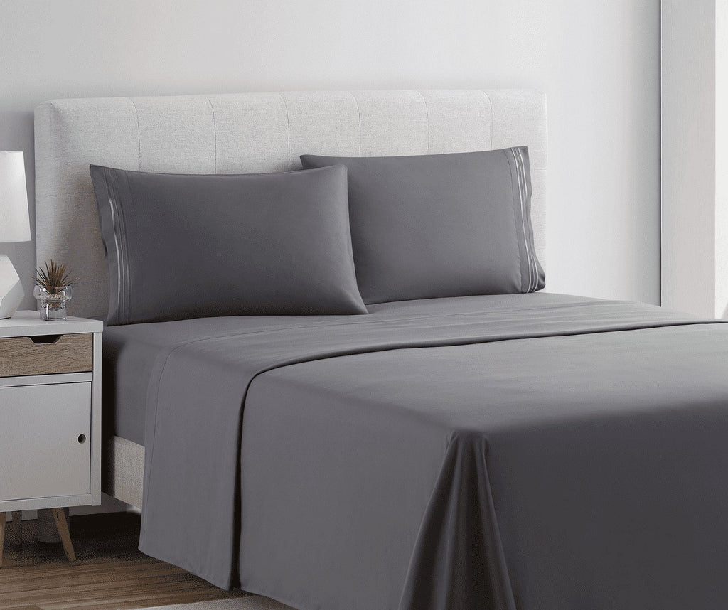 Nestl Queen Sheets Set, 1800 Series 4 Piece Deep Pocket Queen Sheets, Luxury Soft Microfiber Gray Bed Sheets Set