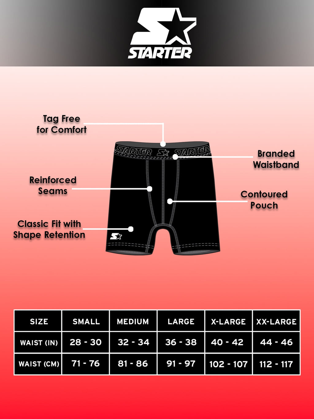 Starter Men's and Big Men’s Stretch Cotton Boxer Briefs, 6-Pack, Sizes S-5X