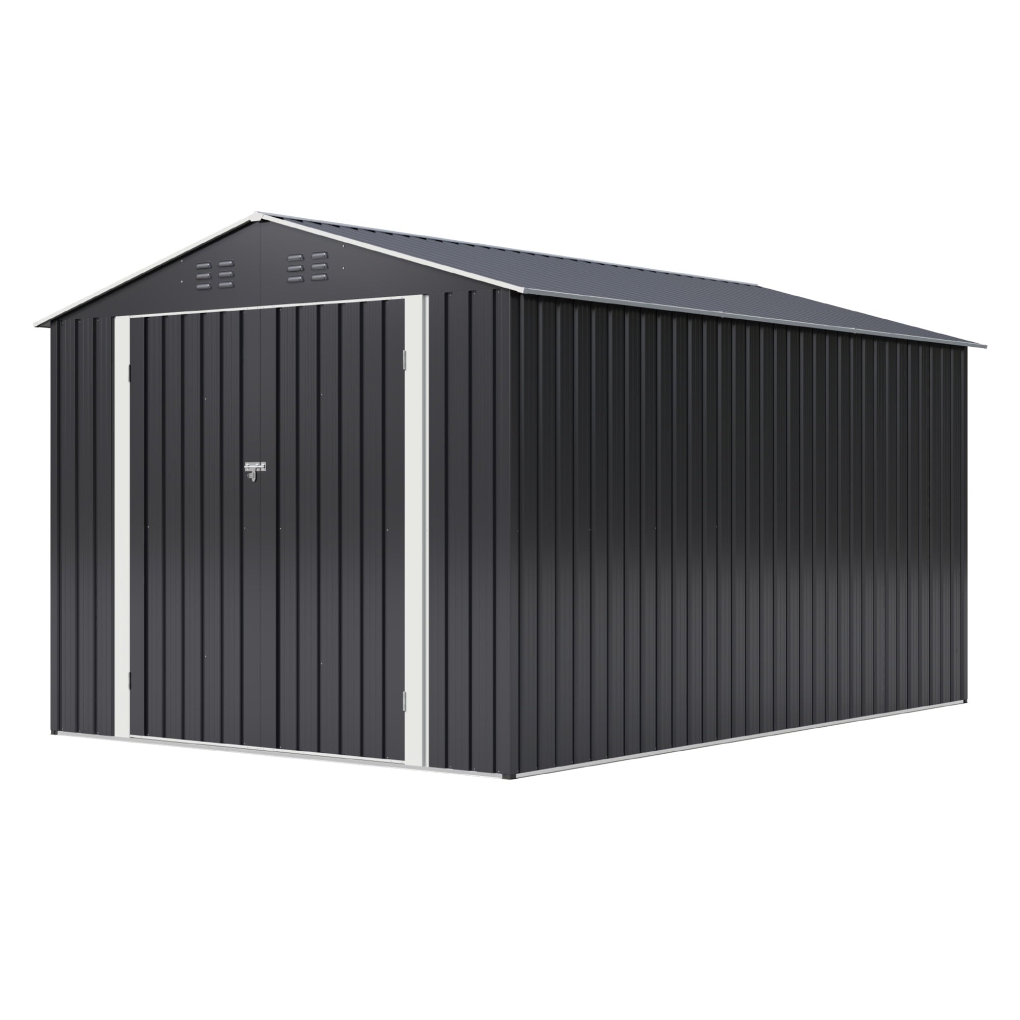 NETAJE 8'x12' Outdoor Metal Storage Shed with Upgraded Frame and Lockable Doors for Backyard, Garden, Lawn