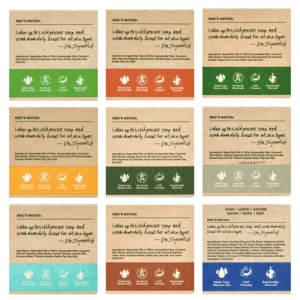 Dr. Squatch Natural Bar Soap for Men Variety Gift Set - Variety Pack (5 oz, 9-Pack)