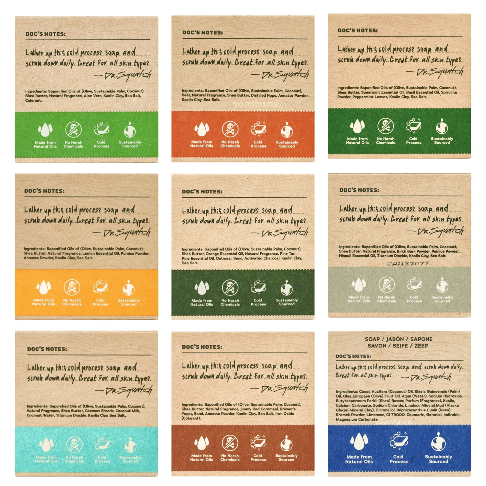 Dr. Squatch Natural Bar Soap for Men Variety Gift Set - Variety Pack (5 oz, 9-Pack)