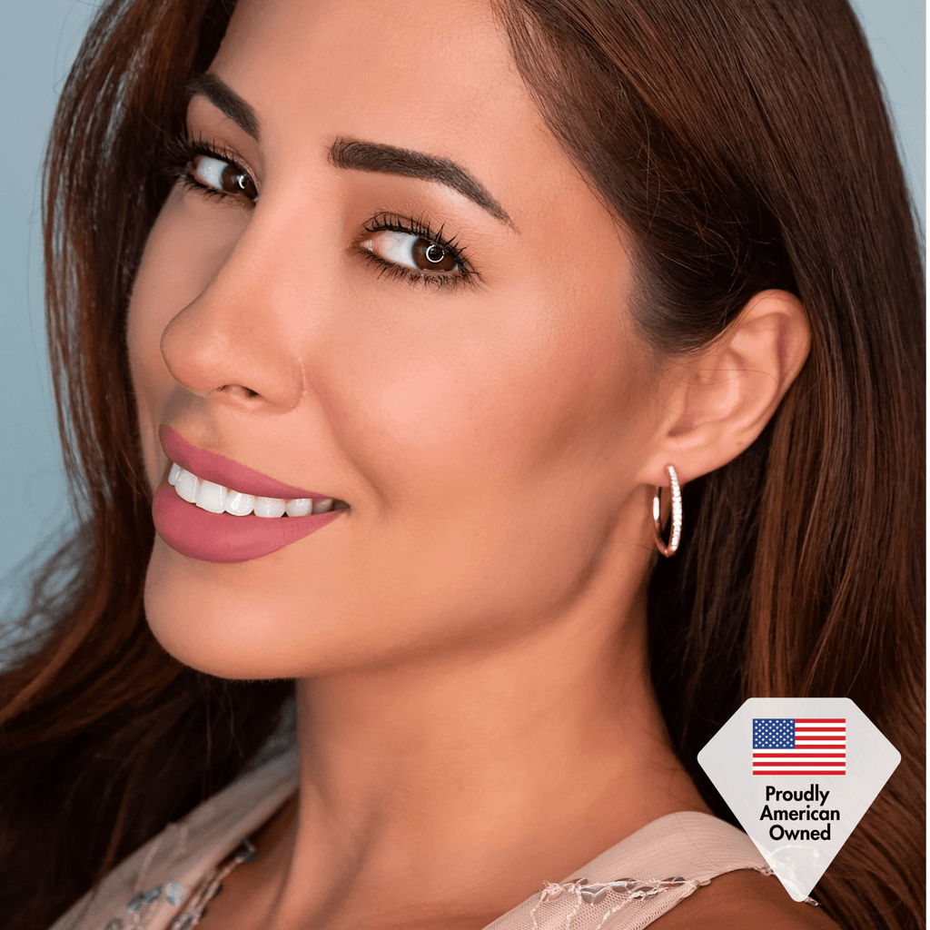 Cate & Chloe Bianca 18k White Gold Plated 25mm Hoop Earrings with Swarovski Crystals for Women