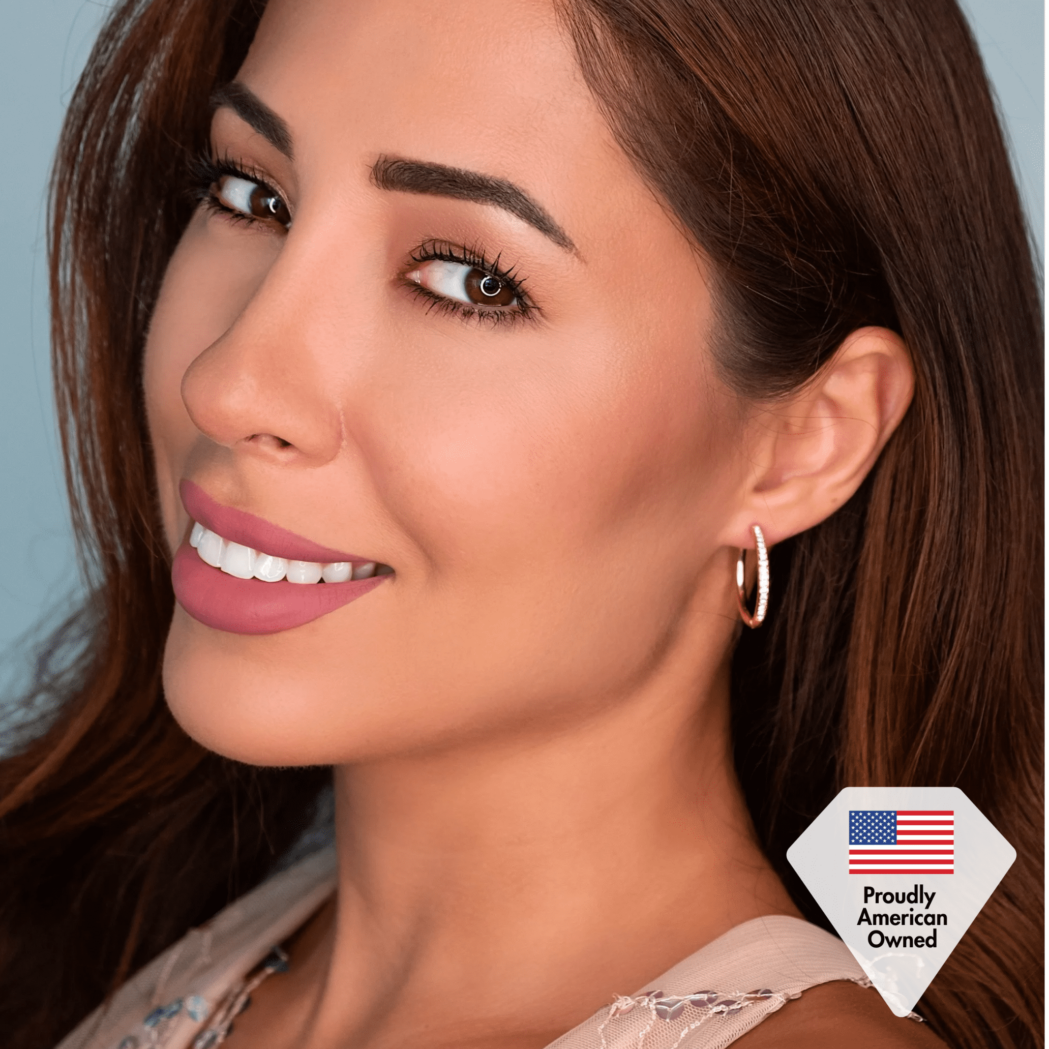 Cate & Chloe Bianca 18k White Gold Plated 25mm Hoop Earrings with Swarovski Crystals for Women