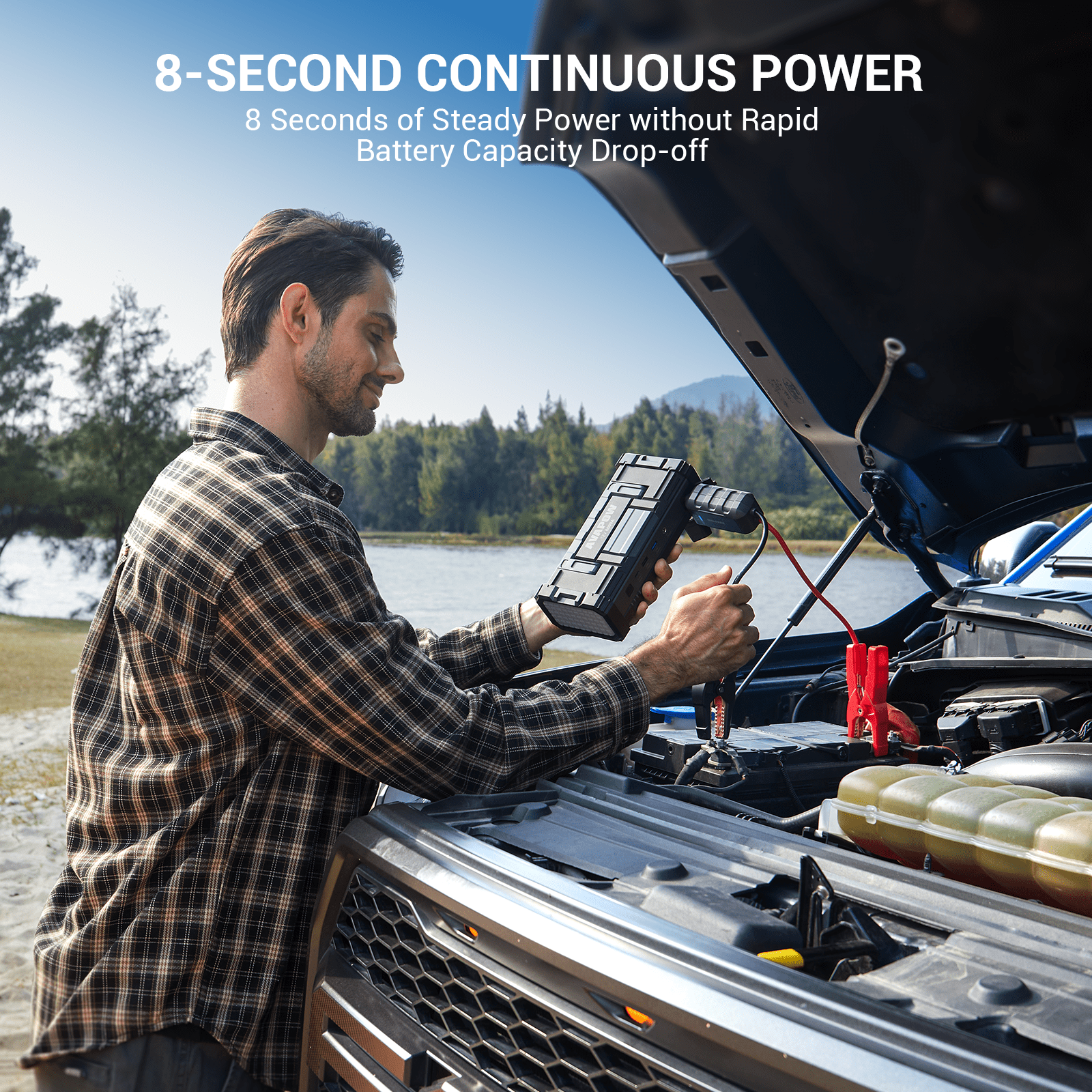 AVAPOW 6000A Car Battery Jump Starter(for All Gas or up to 12L Diesel) Powerful Car Jump Starter with Dual USB Quick Charge and DC Output,12V Jump Pack with Built-in LED Bright Light