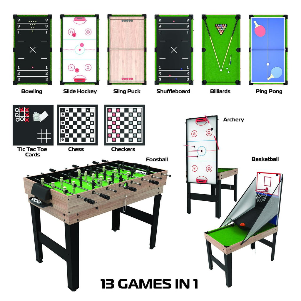 RealPlay Tzumi 13-in-1 Multi Game Table for Arcade Games of Foosball, Air Hockey, and More