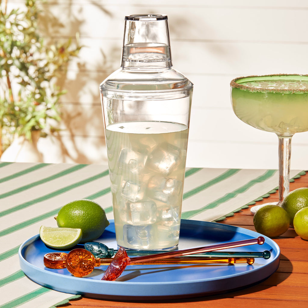 Mainstays by Becky G. & Alejandra Acrylic Cocktail Shaker with Mixing Swizzle Sticks Set, Clear