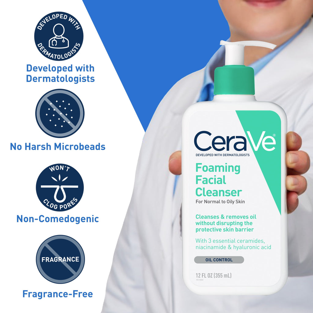 CeraVe Foaming Facial Cleanser for Normal to Oily Skin, 8 fl oz