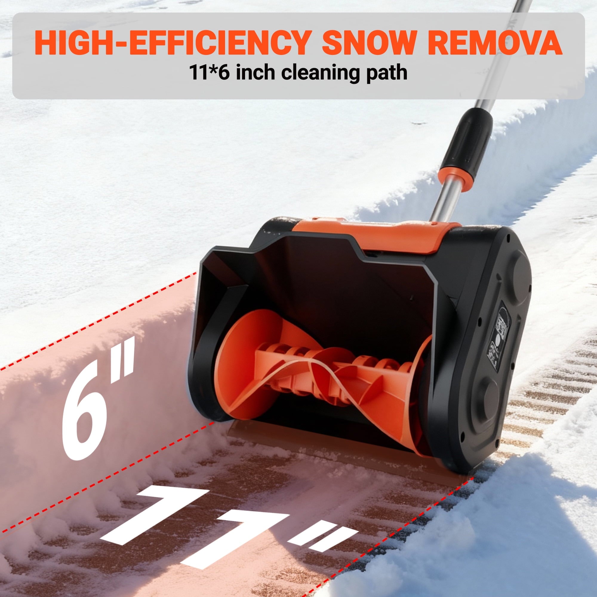 VOLTASK 24V 11-inch Cordless Snow Shovel 7.3lbs Lightweight Electric Snow Blower with 4-Ah Battery & Quick Charger Included for Driveway & Sidewalks