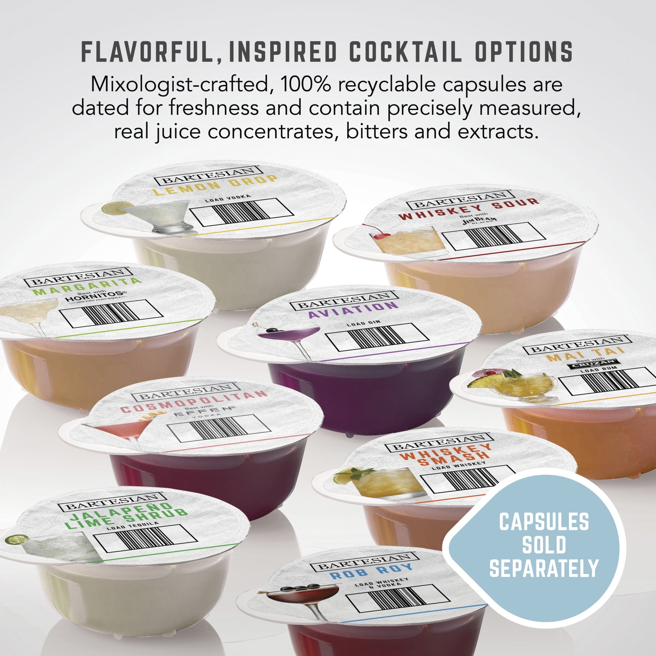 Bartesian Duet Cocktail Machine, 750 mL Glass Spirit Bottles, with LCD Display with Intuitive Controls