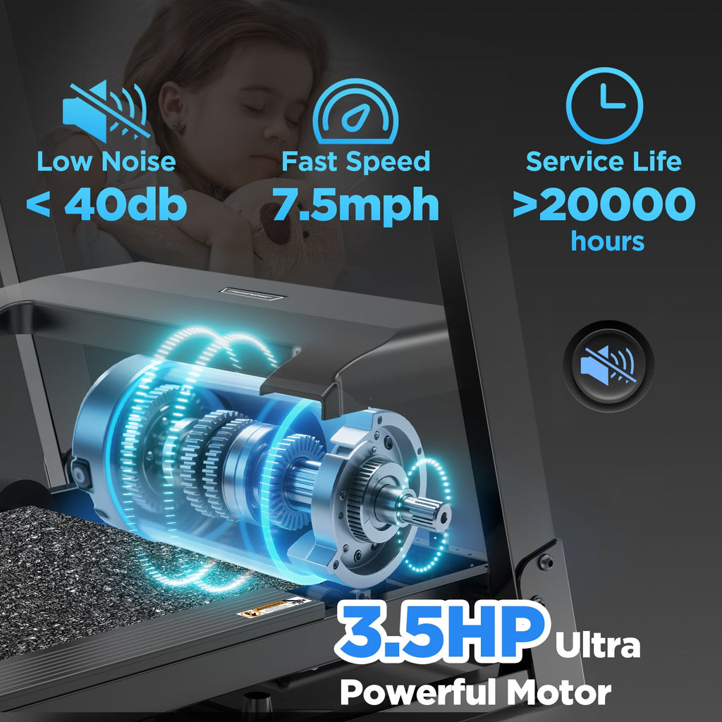 Treadmill for Home, Portable Folding Electric Exercise Treadmill with Adjustable Incline, APP Control, 64 Programs, 300 lb Capacity, 7.5MPH, Bluetooth Speakers, Running Walking Jogging, 12/23 Update